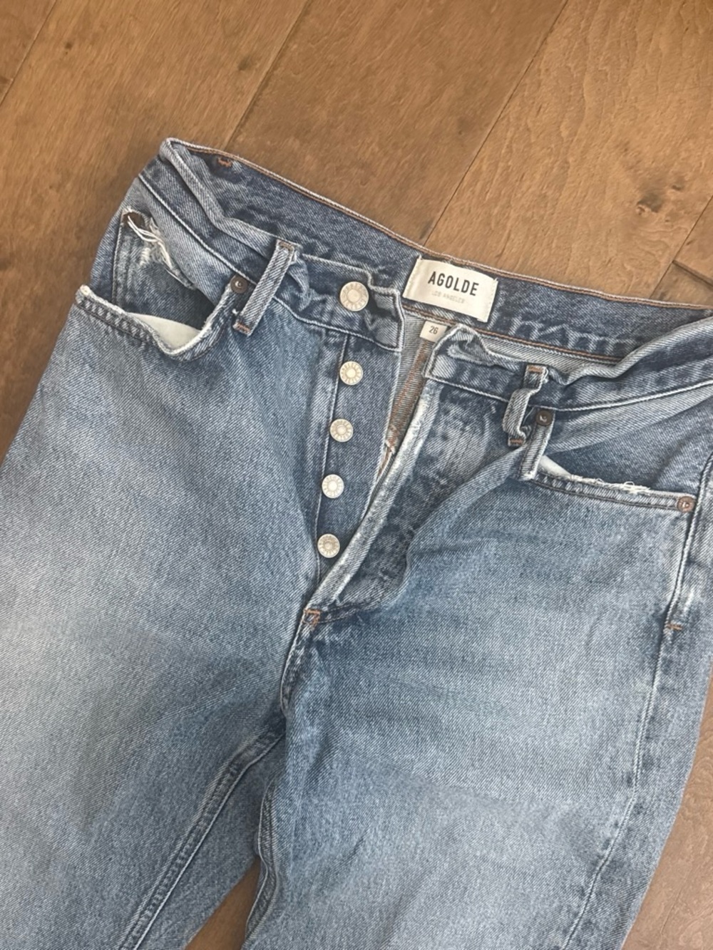 Agolde  Light Blue Button-Fly Relaxed Jeans